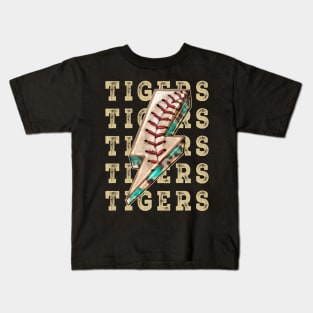 Aesthetic Design Tigers Gifts Vintage Styles Baseball Kids T-Shirt